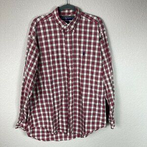 Ralph Lauren Blake Button Down Plaid Shirt Long Sleeve Red White Sz L
